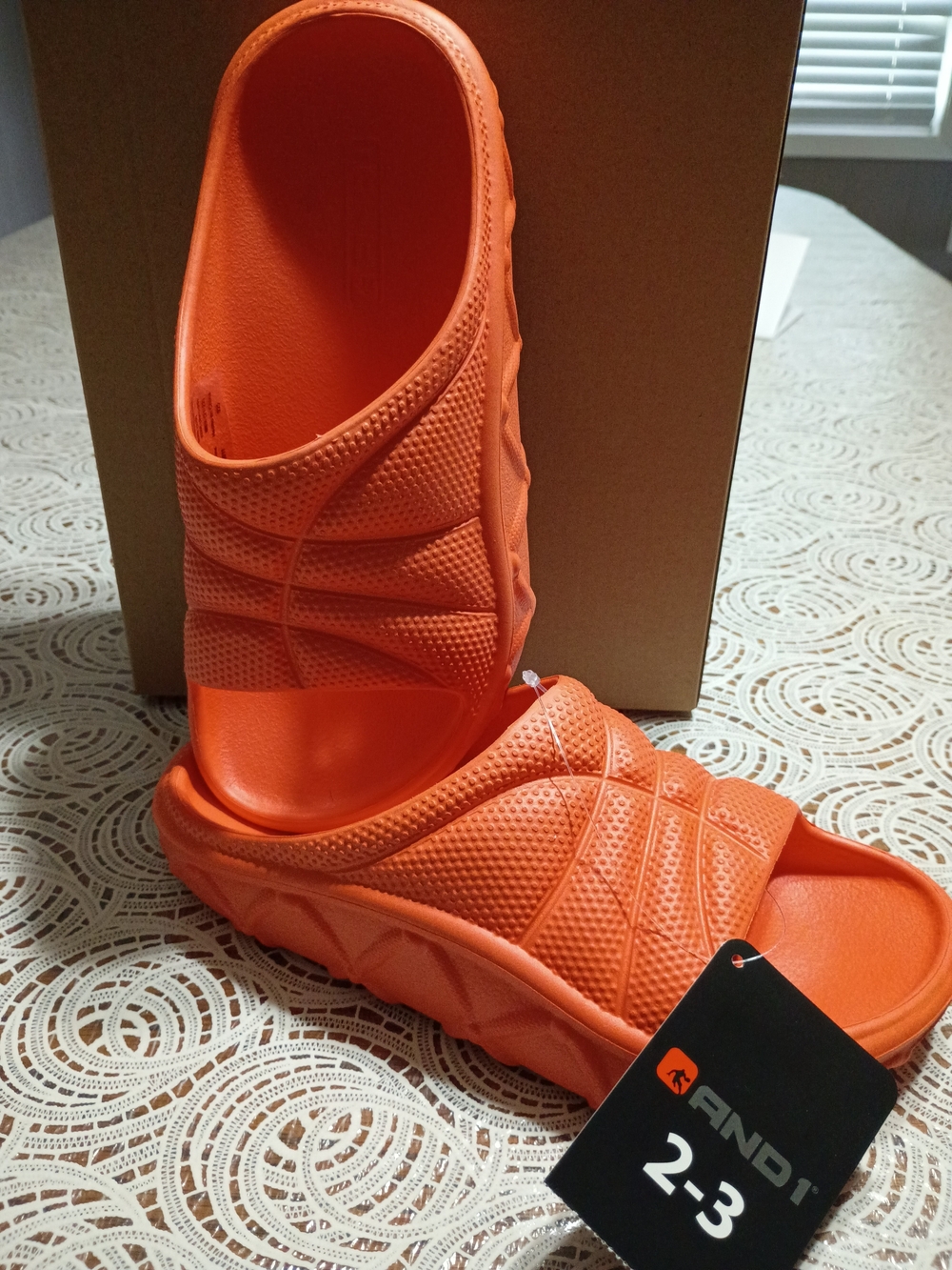 And1 Kids Orange Slide Sandals - Bright Slip-On Pair